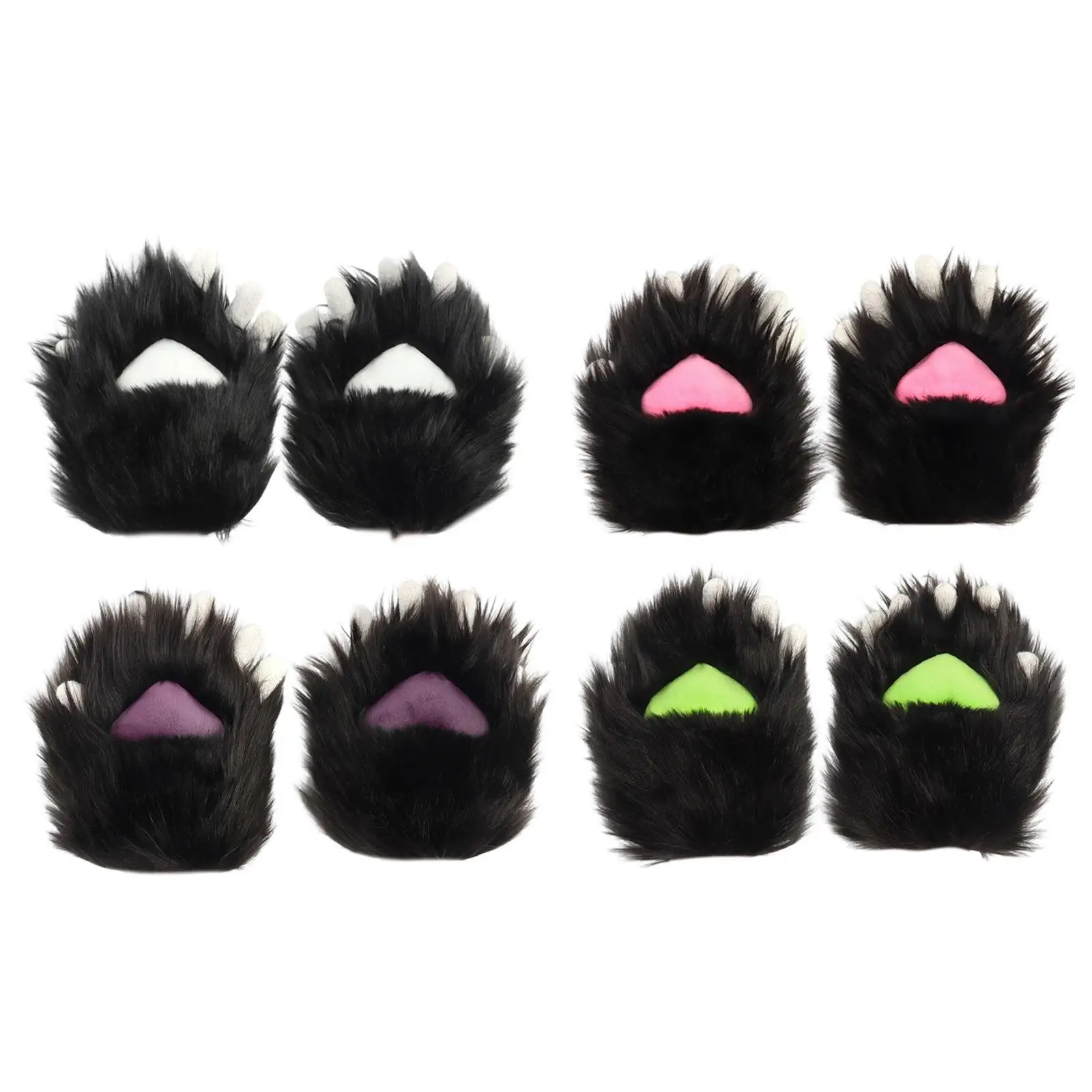 Cat Paw Gloves Cartoon Simulated Plush Gloves for Party Carnival Nightclub