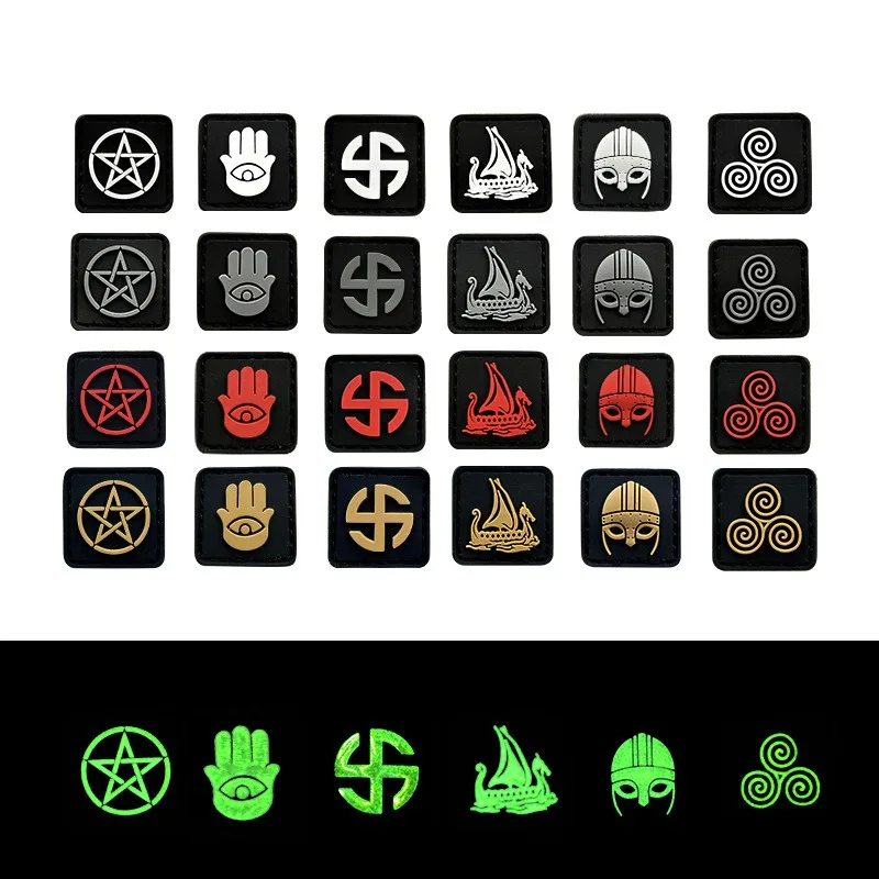 Celtic Symbols PVC Morale Badge for Tactical Backpack Viking Hook&loop Patches 3D Rubber Talisman Triquetra Emblem Islamic Sign