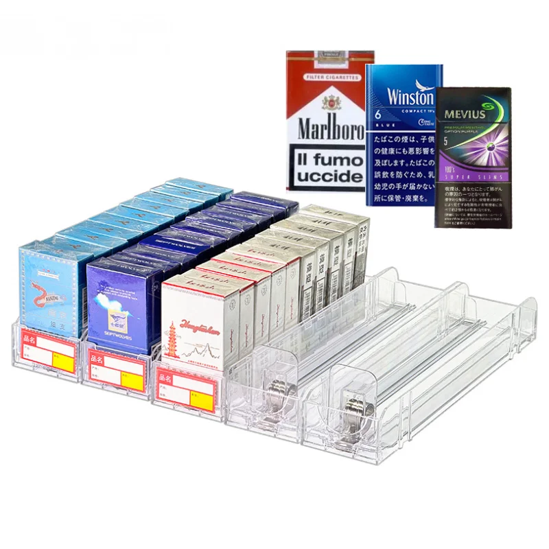 custom.Supermarket Automatic Integrated Display Stand Plastic Spring Smoke CaseTobacco Storage Dispenser Shelf Pusher