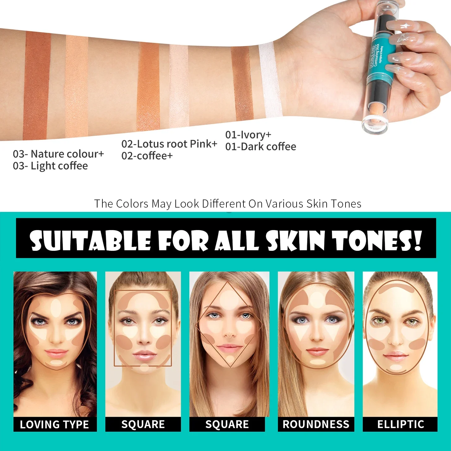 Bronzer Contour Stick Concealer Highlighter Shadow Stick Wasserdicht Doppelköpfige Konturierung Erhellen Gesicht Körper Make-up Schönheit