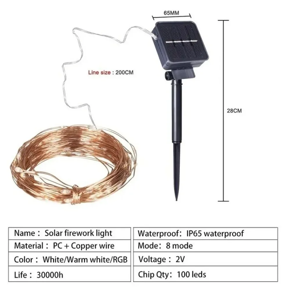 Guirxiété lumineuse solaire à LED pour décoration de Noël, lampe d'extérieur, feston, nickel é, jardin, chaîne, éclairage, 32m, 22m, 12m, 7m