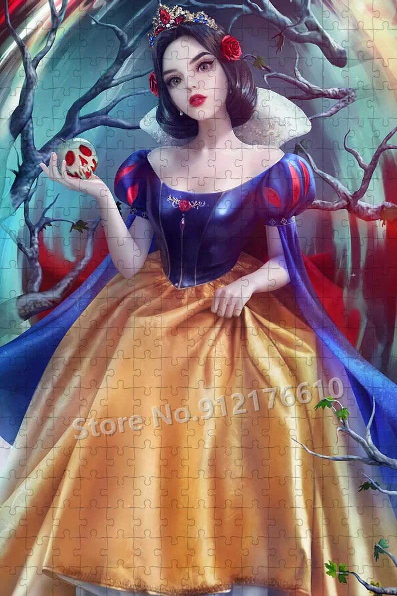 Disney Princess Snow White Print Puzzle 300/500/1000 Pieces Diy Cartoon Assembled Jigsaw Puzzle Educational Toys Gifts Pictures