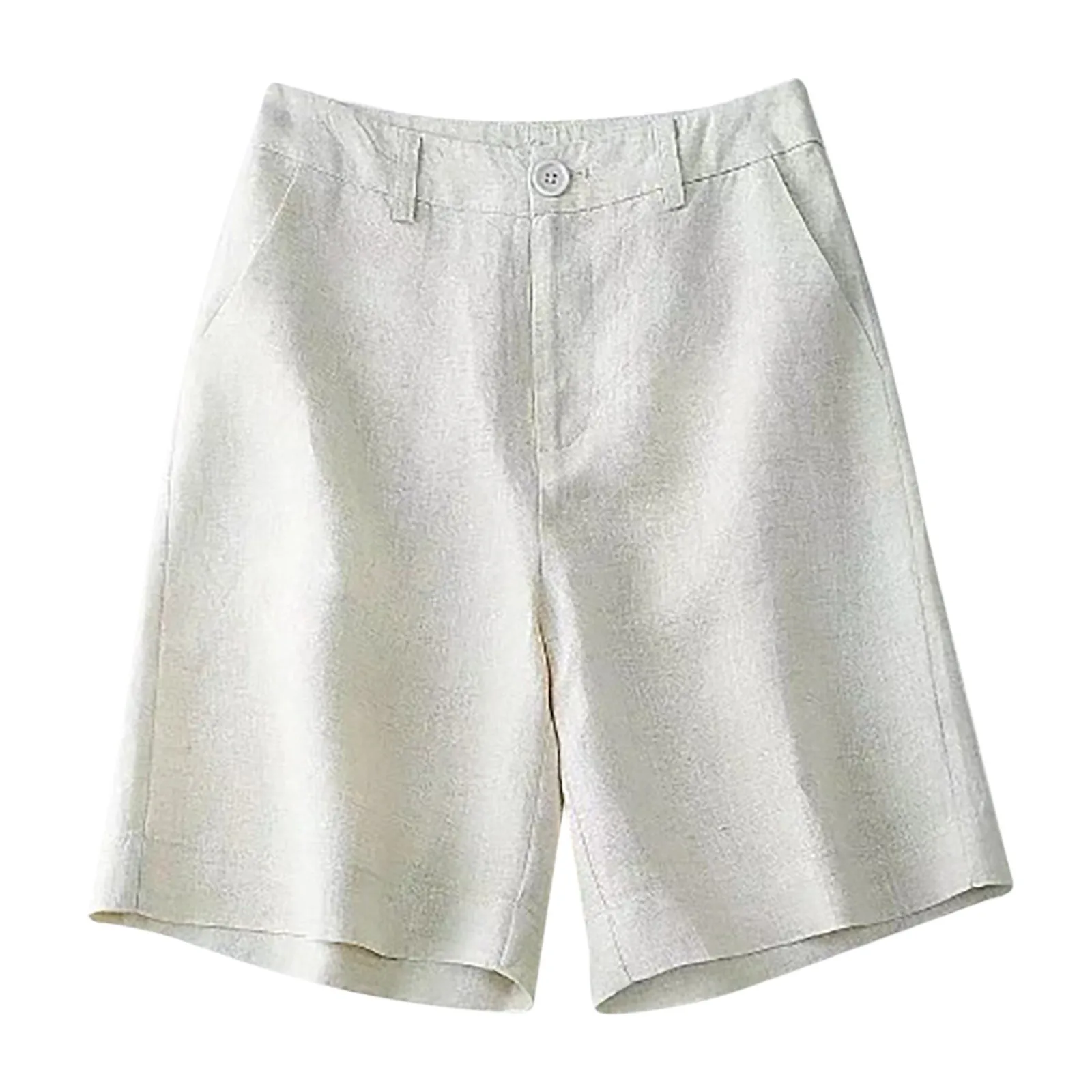 Woman Shorts Elastic Breathable Loose Half Length Pants Women'S Fashion Office Lady Commute Vintage Solid High Waist Shorts