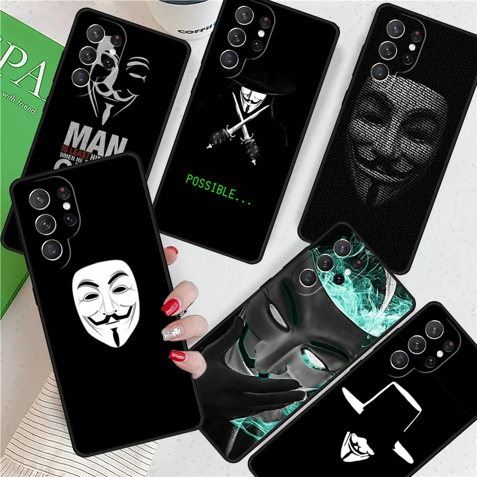 

Hacker Anonymous For Samsung Galaxy S24 Ultra S21 S22 S8 S9 S10E Note 10 20 Plus FE S23 Phone case Cover Coque