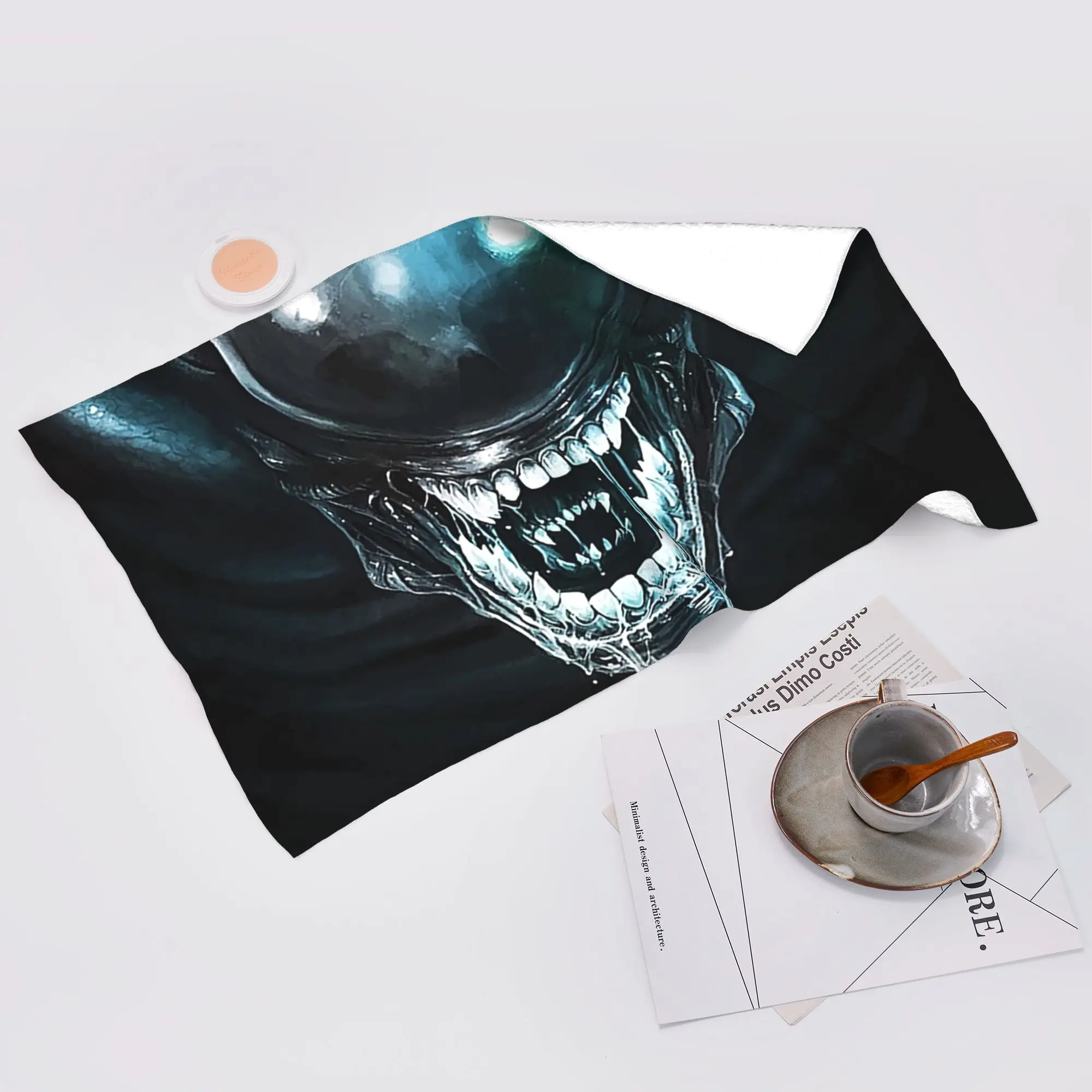 Custom Xenomorph Alien Soft Face Towel Quick Dry Pool Bath Cotton Towels Absorbent Quick