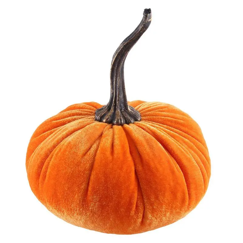 ABFU-2X Large Velvet Pumpkins For Decorating,Handmade Artificial Harvest Pumpkins,Fall Halloween Thanksgiving Home Decor