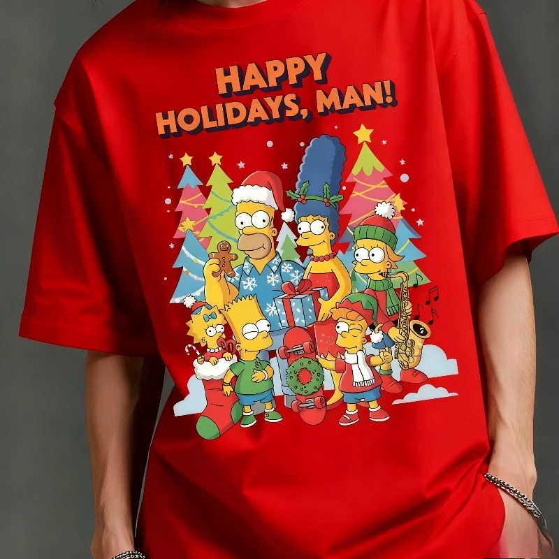 

Летние повседневные футболки с короткими рукавами и принтом The Simpsons совместного бренда «Merry Christmas, Guys» для мальчиков и девочек