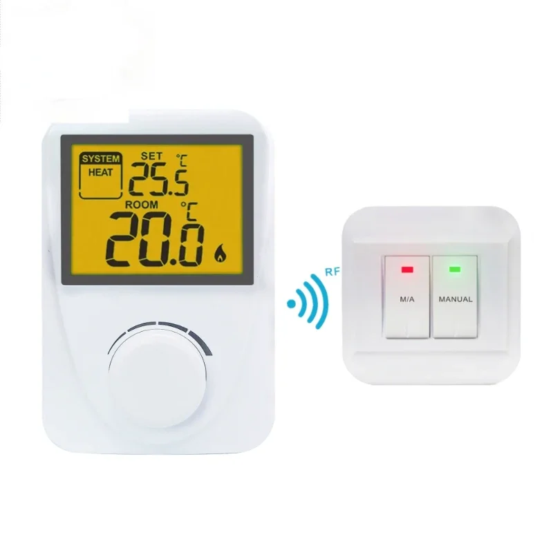 

Digital Wireless Heating RF Room Thermostat For Hotel Home 6W