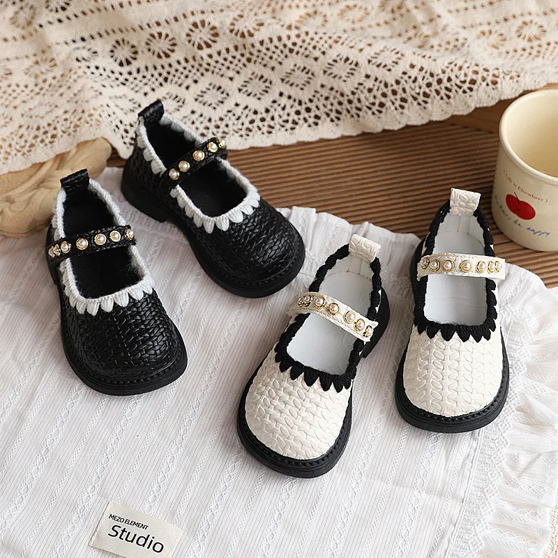 Kids'Casual Shoes Solid Color PU Leather Fashion Autumn Shoes For Children Breathable Anti-slip Black White Shoes Size 21-30