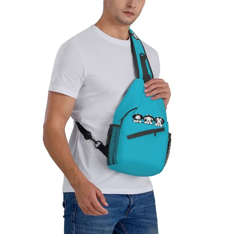 Mafalda informal de Humor para hombre, mochila cruzada con tirantes, bolso de hombro de Manga de dibujos animados para viajar