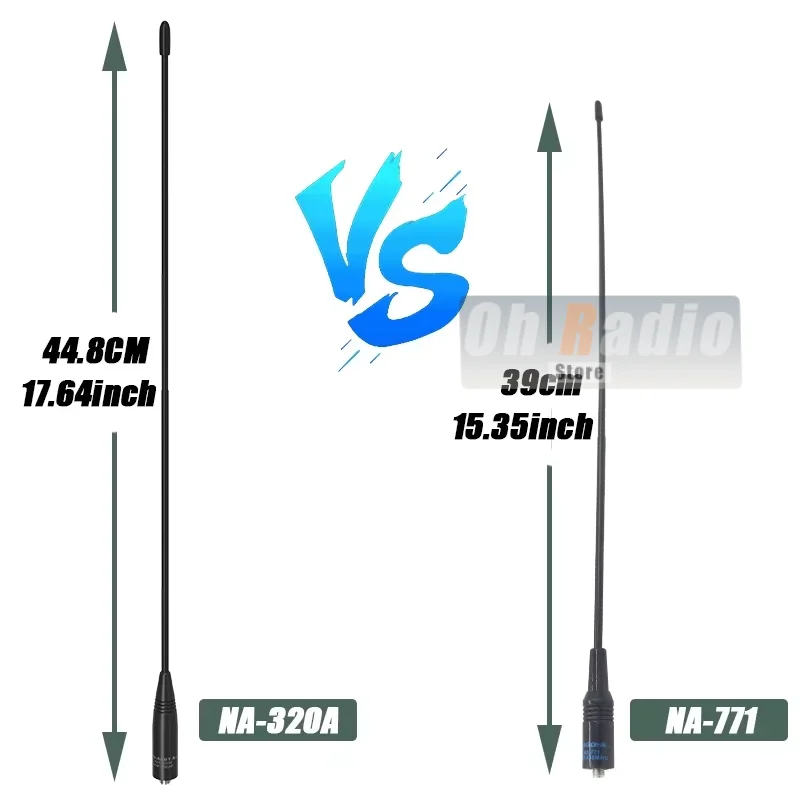 Оригинальная антенна Nagoya NA-320A с высоким коэффициентом усиления, трехдиапазонная SMA-гнездовая мягкая кнут-антенна, высокое качество для Baofeng UV-5R Mini DM-32 Radio
