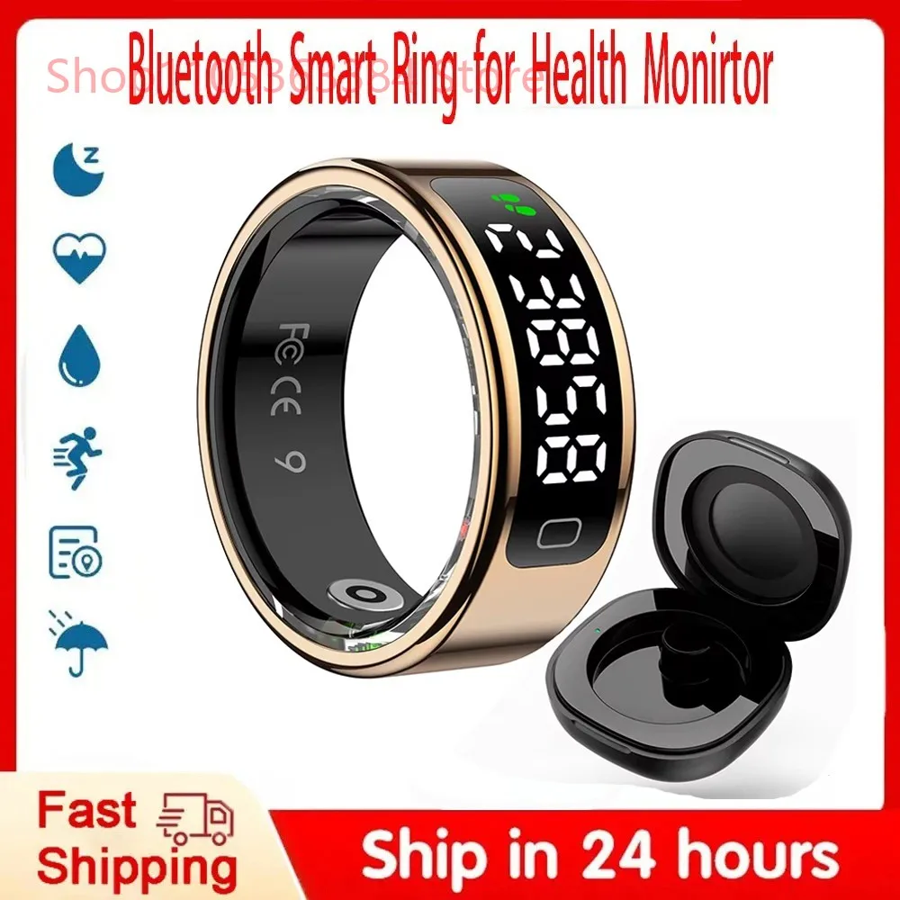 

R11C Smart Ring Gesture Swipe Video Display Health Monitor Waterproof Charging Case for Android iOS