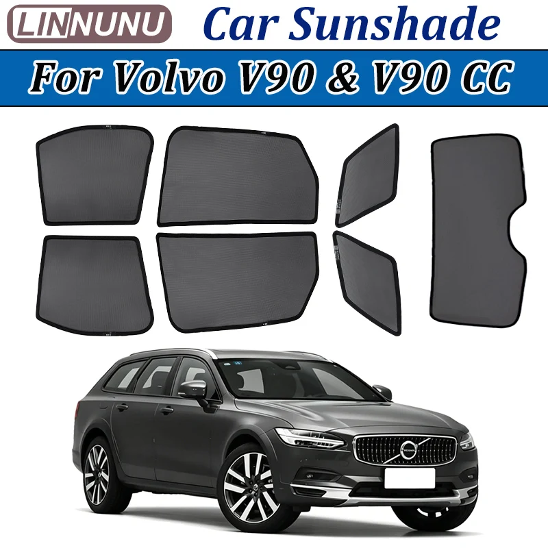 

LINNUNU For Volvo V90 2017-2026 Car sunshade Curtain Window Mesh Magnetic Sun Shade UV Protection Privacy Blocking accessories