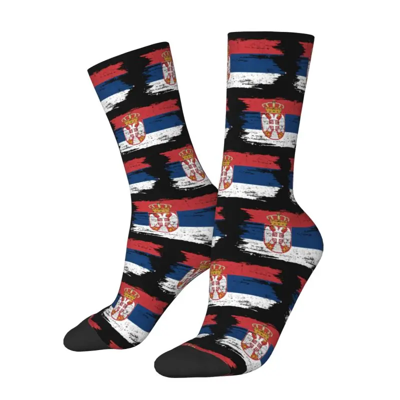 Serbia Flag Mens Crew Socks Unisex Funny 3D Printing Serbian Proud Dress Socks