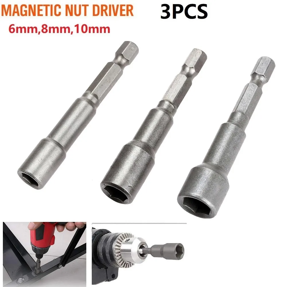 

Socket Adapter Driver Socket Bit Set Hex Hex Socket Adapter Magnetic Nut 3pcs 6mm/8mm/10mm Brand New High Quality