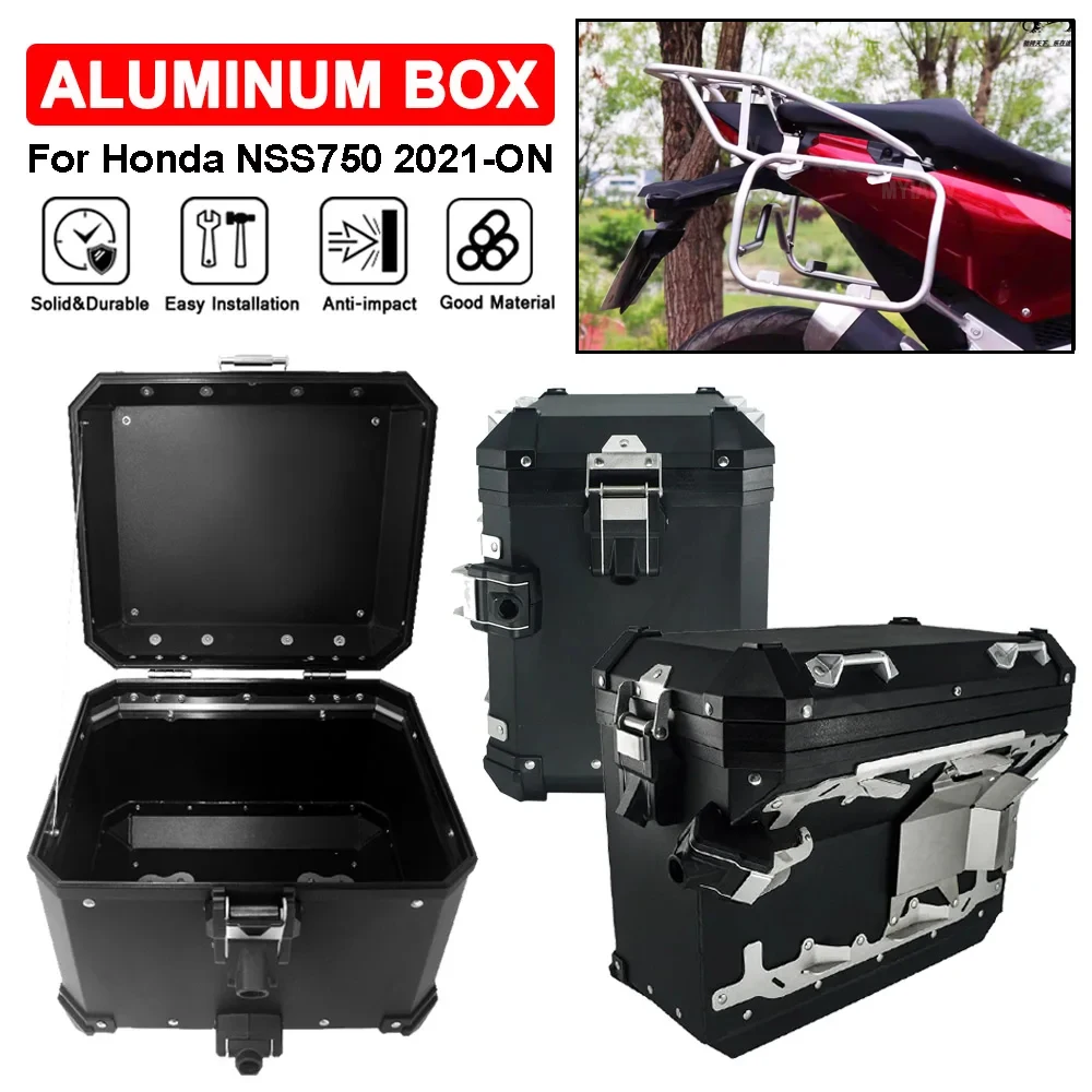 

Aluminum Box Panniers Top Case Luggage Rack For Honda NSS750 2021 2022-ON Motorcycle Saddlebag Luggage Suitcase Side Box Bracket