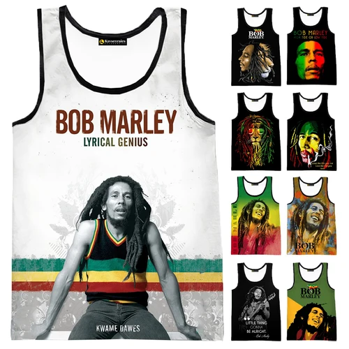 Camisetas sin mangas con estampado 3D de Bob Marley para Hombre, Ropa de calle de Hip Hop Harajuku, camisetas de gran tamaño