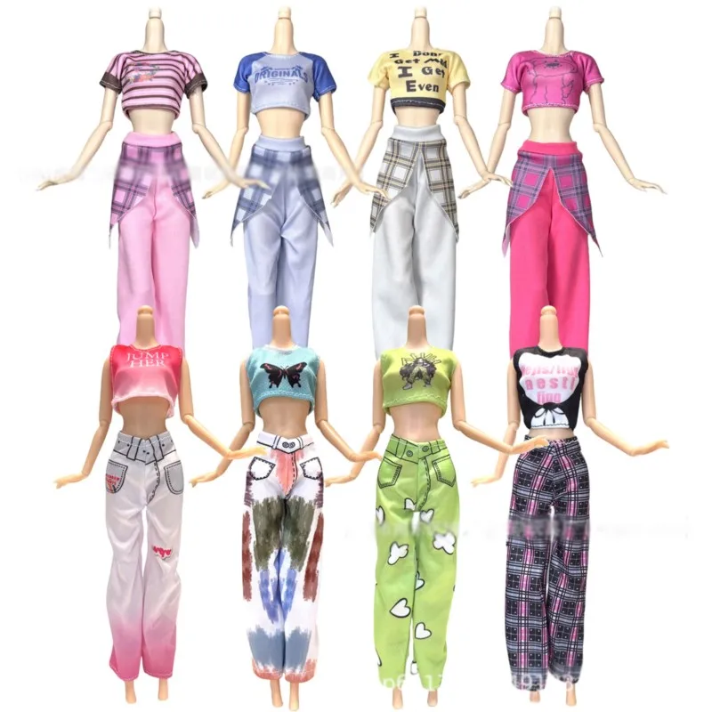 New 30cm Supermodel Doll Clothes Casual Versatile Doll Clothes Fashion Princess Doll Sports Dress Up Tops+Pants Set For 1/6 Doll