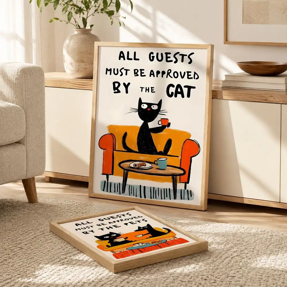 pared con para amantes de gatos y perros funy Poster Modern PP Paper Wall Decorative for Cafe Office Bar Home Wall Decor Gift