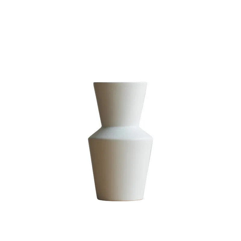 Plain white ceramic vase simple modern style desktop showcase decoration small fresh flower arrangement art