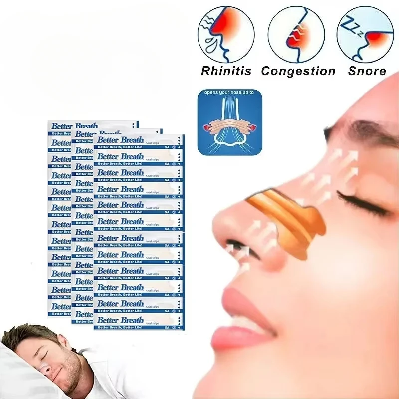 

50PCS Breath Nasal Strips Right Aid Stop Snoring Nose Patch Good Sleeping Patch Product Easier Breath Sleep Aid Decive