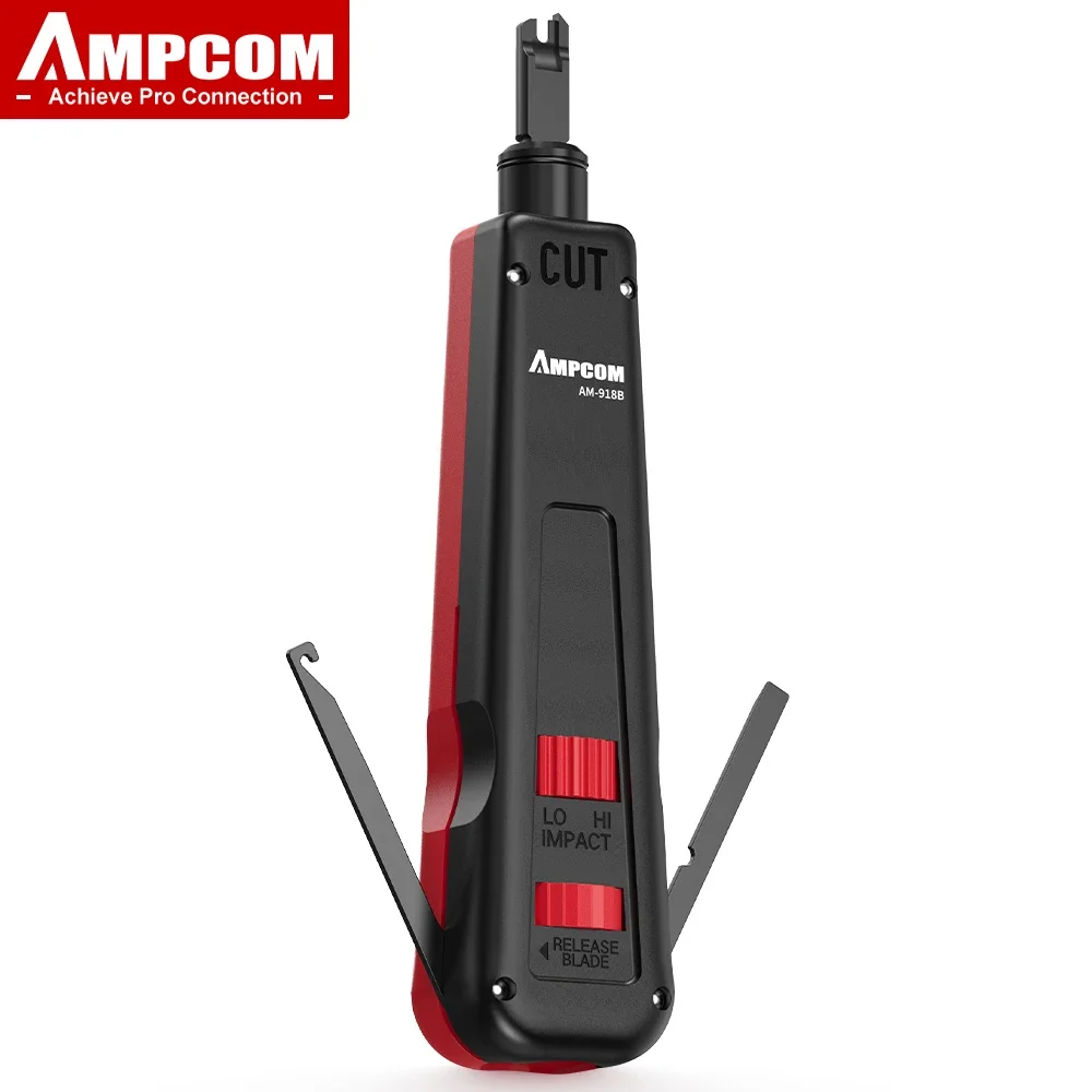 AMPCOM Punch Down Tool, 110 Type Multi-function Network Cable Tool with Two Blades Telephone Impact Terminal Insertion Tools