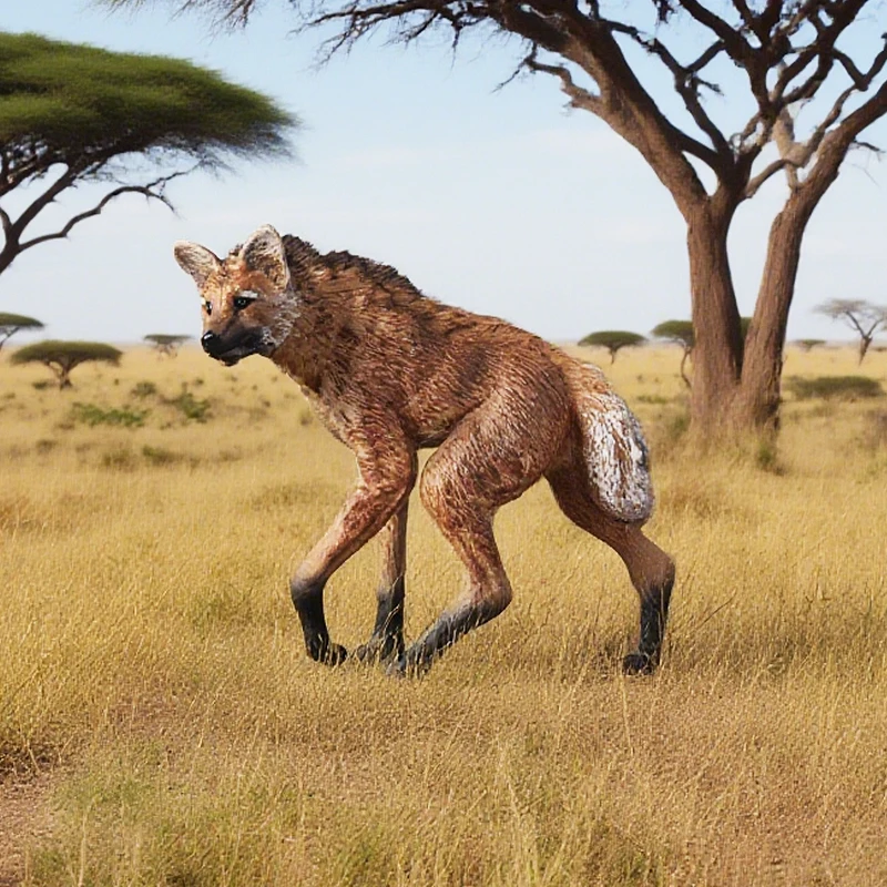 Oenux Wild Beast Tiere Kleiner grauer Wolf Maned Wolf Baby Wölfe Simulationsmodell Actionfiguren Sammlung PVC Geschenk Kinderspielzeug Geschenk