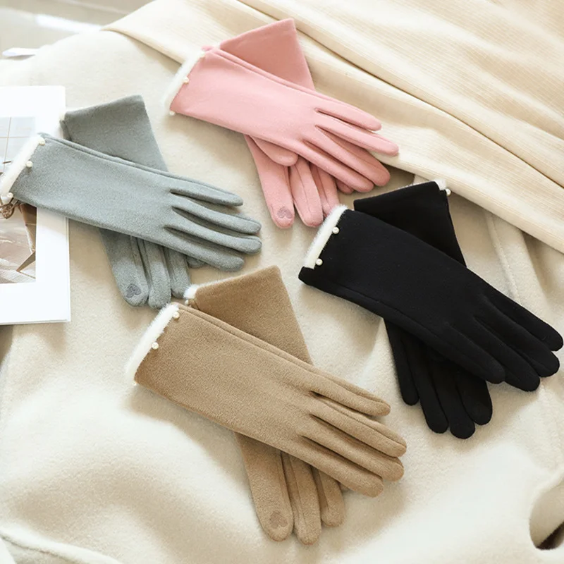 1 Pair New German Velvet Gloves Women Winter Velvet Warm Gloves Korean Version of Touchscreen Cycling and Driving Gloves