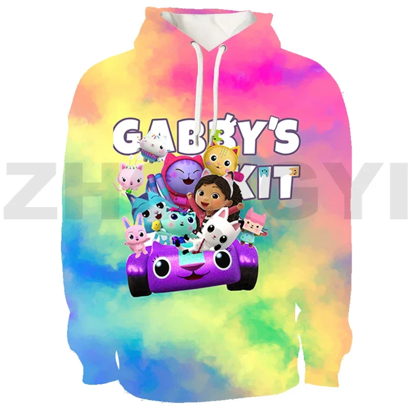 3D Cute Gabby's Doll House Hoodie Cartoon Printed Pullover Fashion Tracksuit Women Gabbys Dollhouse Clothes Oversized Sweatshirt