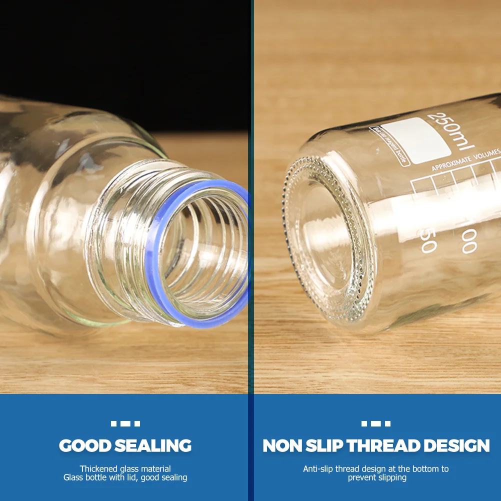 

3Pcs Reagent Bottles Glass Chemical Bottle Liquid Sealing Bottle Leak Proof Laboratory Sample Storage Container