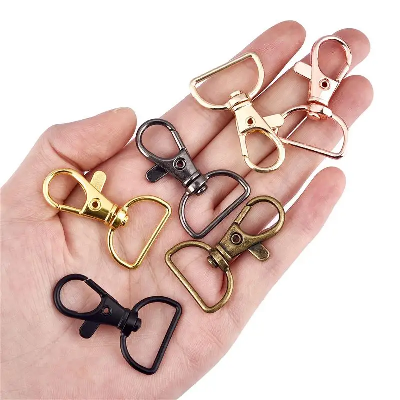 5Pcs Swivel Clasps with D Rings Lanyard Snap Hooks Keychain Clip Hook Metal Lobster Claw Clasps for Key Rings Crafting Sewing