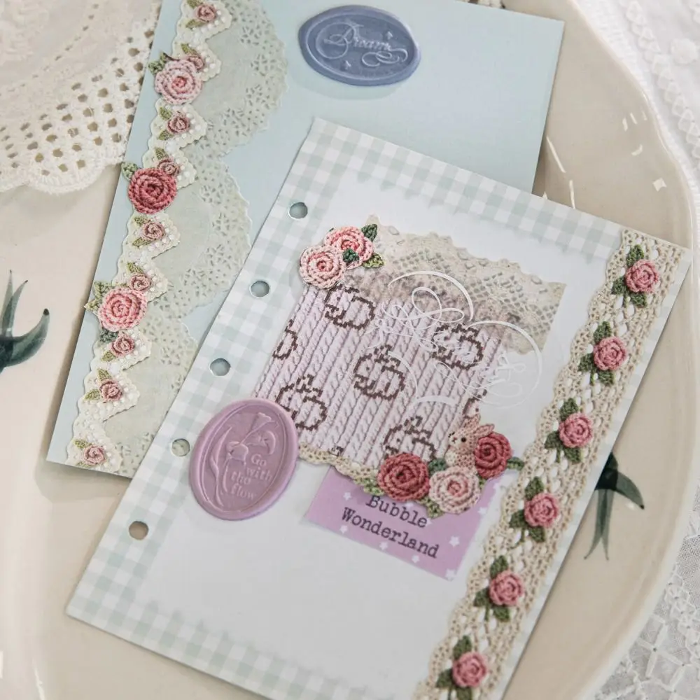 20Pcs/Bag Handmade Crochet Series Sticker Strip Textured Paper DIY Diary Album Frame Sticker Sweet Gift