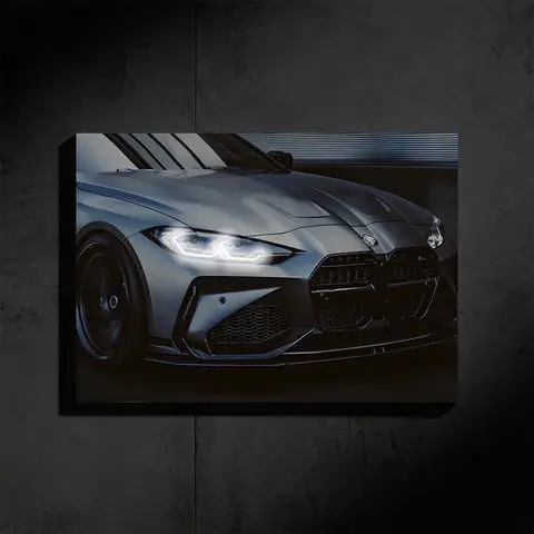 M4 Sports Car Poster NEON Modern Racing Automotive Wall Art LED Light Painting for Living Room Bedroom Office Decor Gift