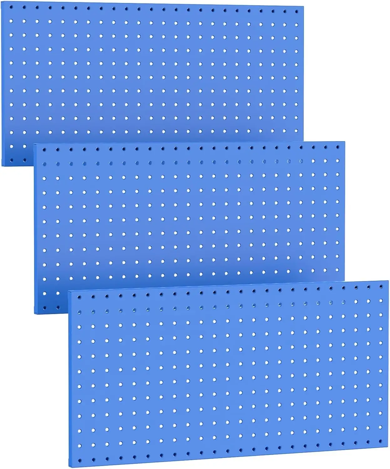 3 PCS Metal Pegboard Panels (12x24 inch) for Wall Garage Utility Tools Storage, Modular Peg Board Organizer Kit (Blue)