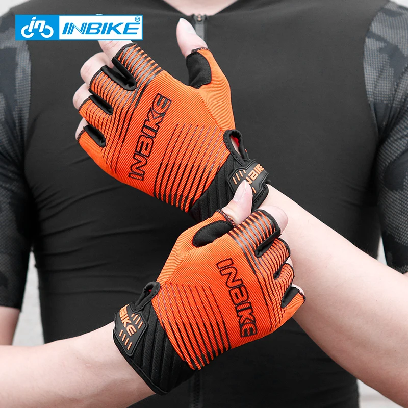 INBIKE Half Finger Cycling Gloves Summer Shockproof Mountain Road Gloves Bicycle MTB Bike Glove for Cycling Palm Pad Accessories