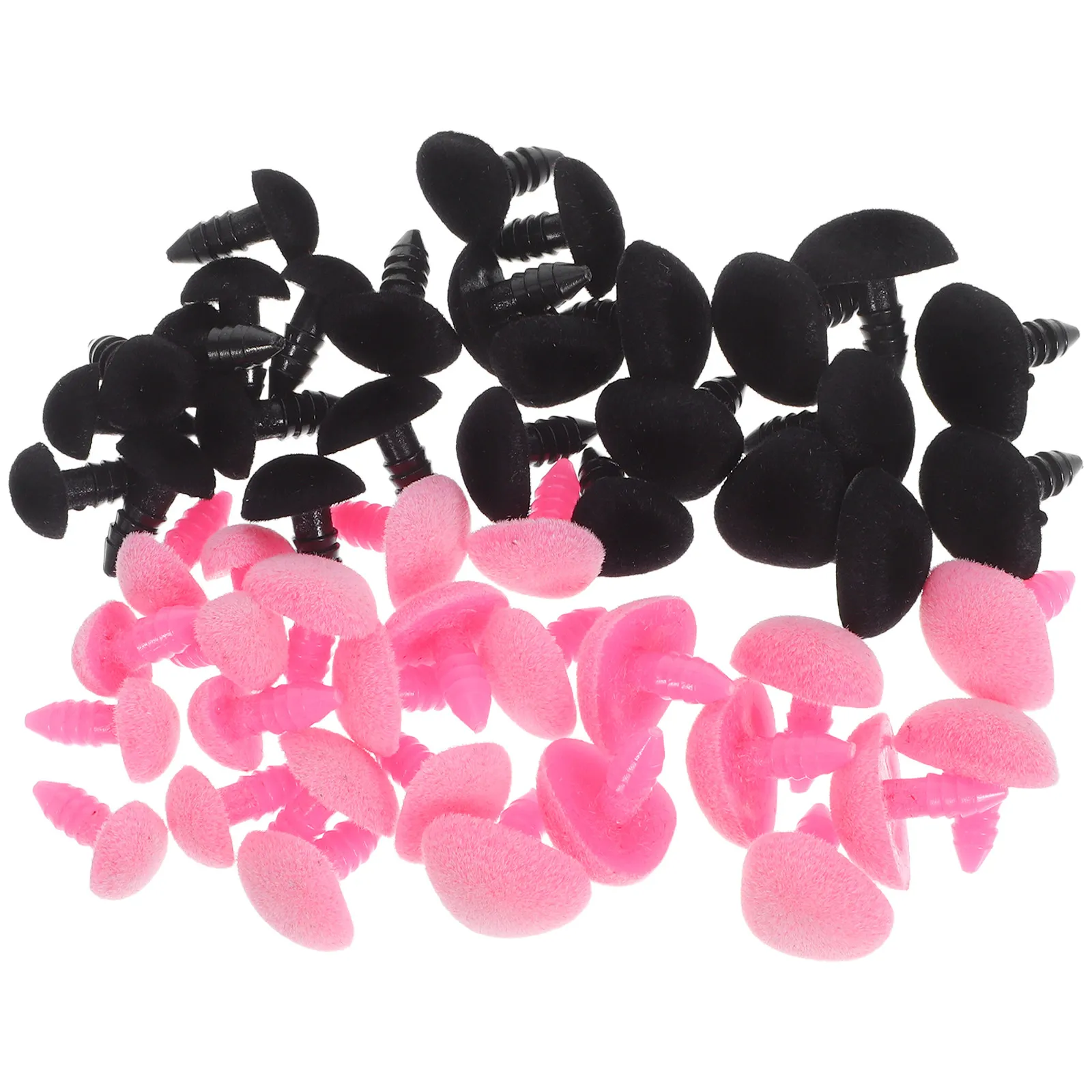 

60Pcs Triangular Flocked Plastic Safety Noses with Sturdy Washer for DIY Stuffed Animals Puppets Craft Projects Supplies