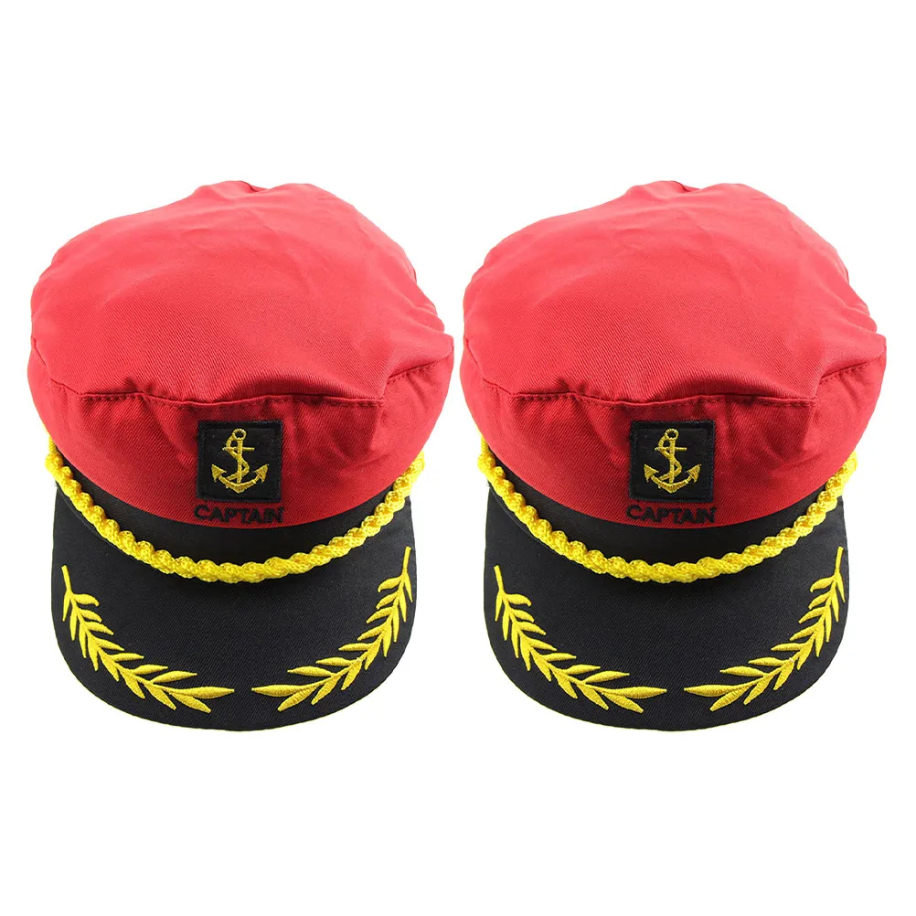 

2Pcs Embroidered Navy Sailor Captain Hats Classic Style Adult Fit Nautical Party Cosplay Boat Hat Set Comfortable Lightweight