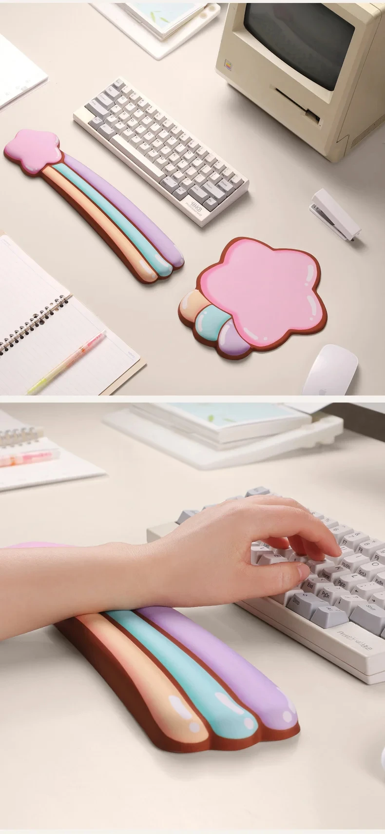 Mauspad mit Sternenmuster und Handgelenkauflage, ergonomische Schreibtischunterlage für Büro und Gaming, 4 Sternendesigns mit Farbverlaufsoptionen – Detail 7