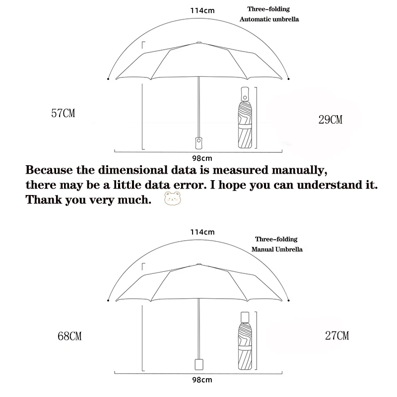 Umbrella Korean Cute White Bear Folding Umbrella heat insulation Sunshade umbrella Portable for travel adult student available