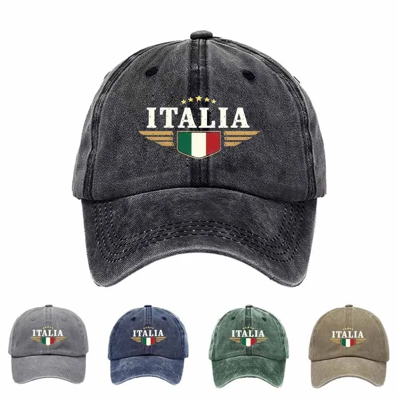 Baseballkappe mit italienischer Flagge – leichte, atmungsaktive Mütze mit Italien-Schriftzug und dreifarbigem Emblem, Unisex-Reise-Kopfbedeckung für Herren W