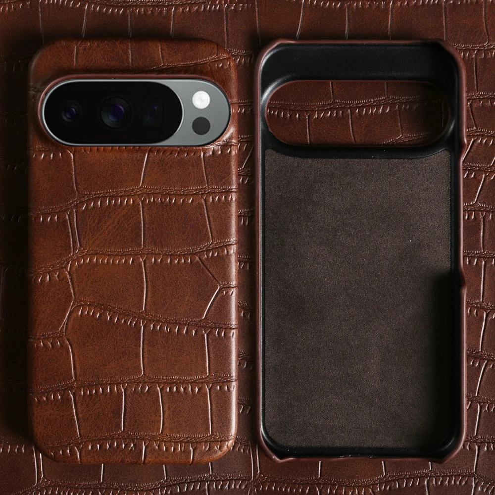 

Luxury Crocodile Texture Leather Phone Case For Google Pixel 10 9 Pro XL 9A 8 8A 7 7A 6 Pro 6A Shockproof Matte Cover Coque