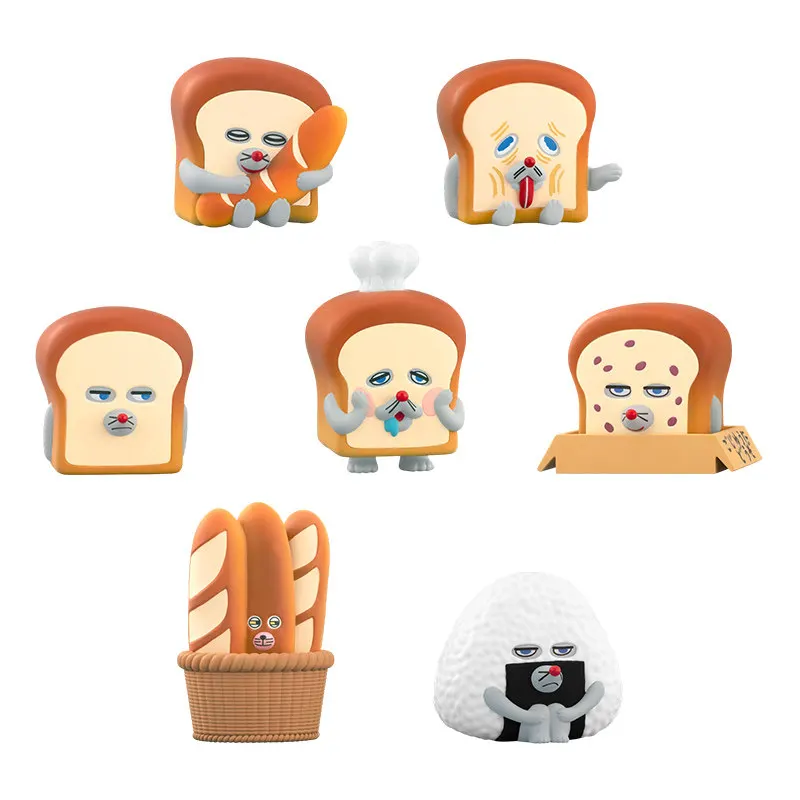 Bandai Bread Thief Mystery Blind Box Bread Friends Series Mimic Mini Figurines de collection Rice Ball Bread Man pour les fans d'anime