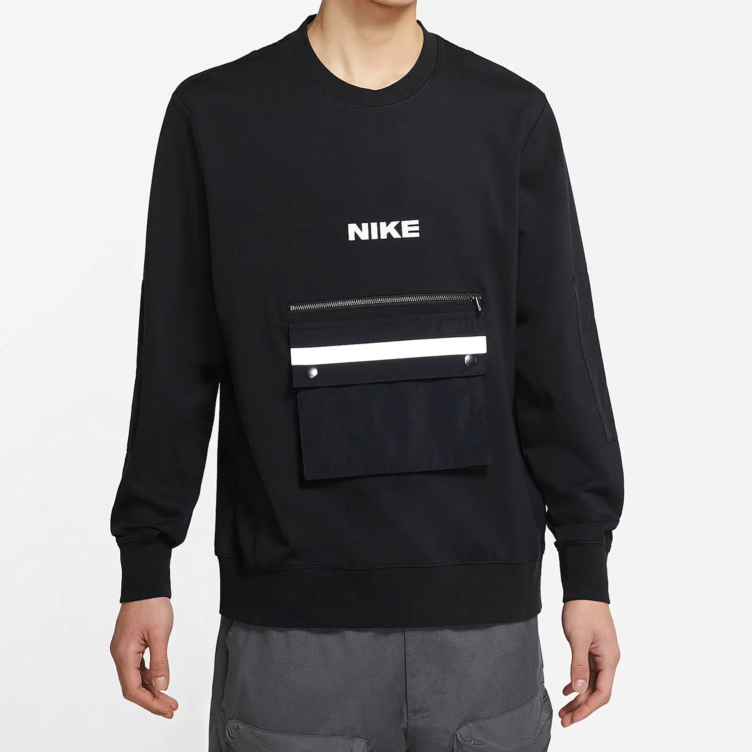 

Nike Authentic Current Season New Men's Fashion Large Pocket Long Sleeve Round Neck Pullover Hoodie DA0070-010