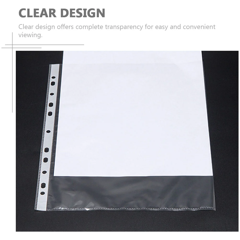 100 Pcs Loose Leaf Dust-proof Transparent Documents Bags Pp File Storage Practical
