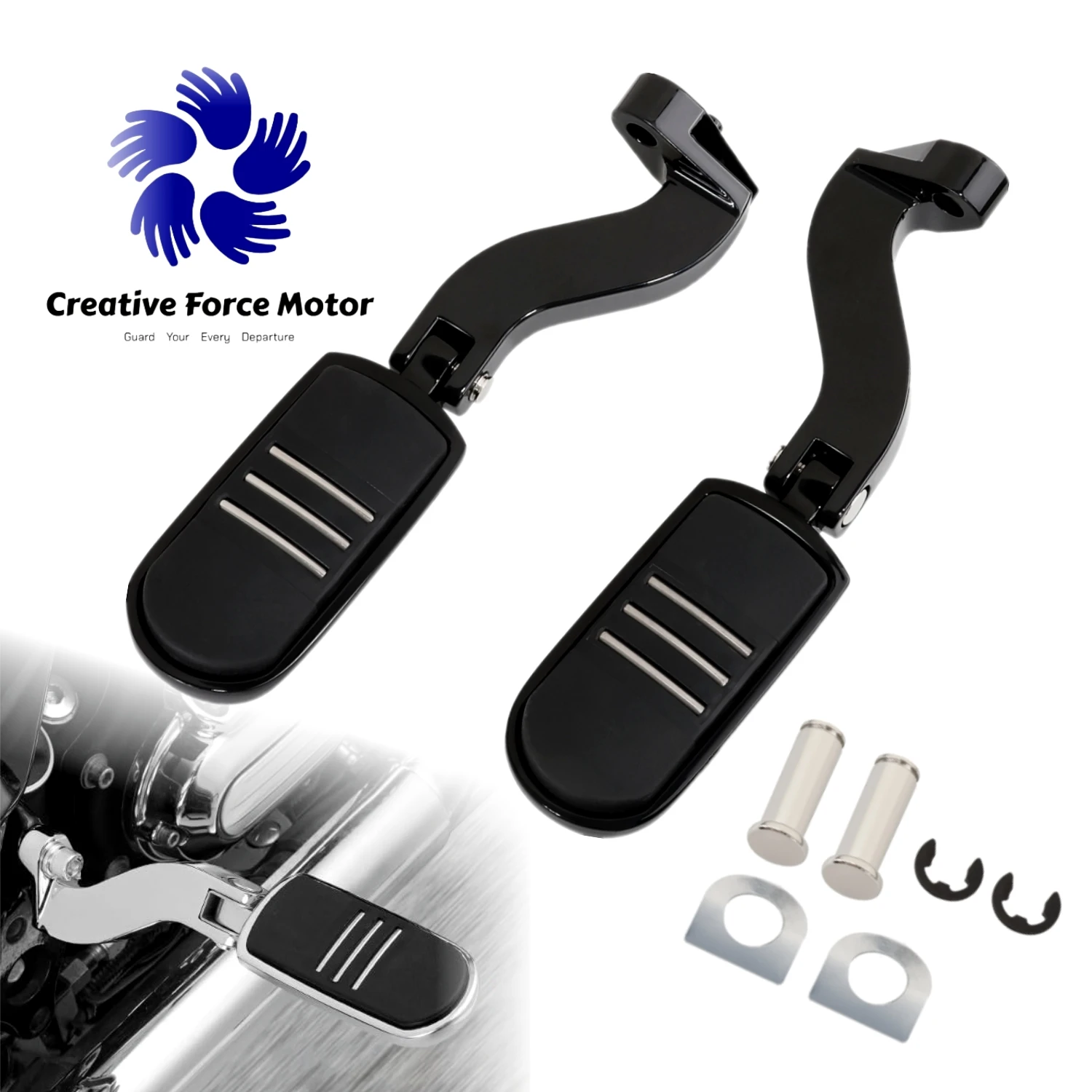 

Passenger Footrest Anti-slip Pedal Motorcycle Rear Foot Pegs Mount For Harley Touring CVO Road King Electra Street Glide 1993-UP