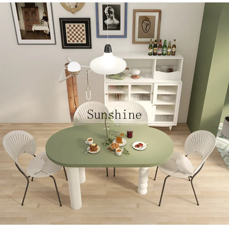 

Italian rock slab island dining table modern simple small apartment oval dining table