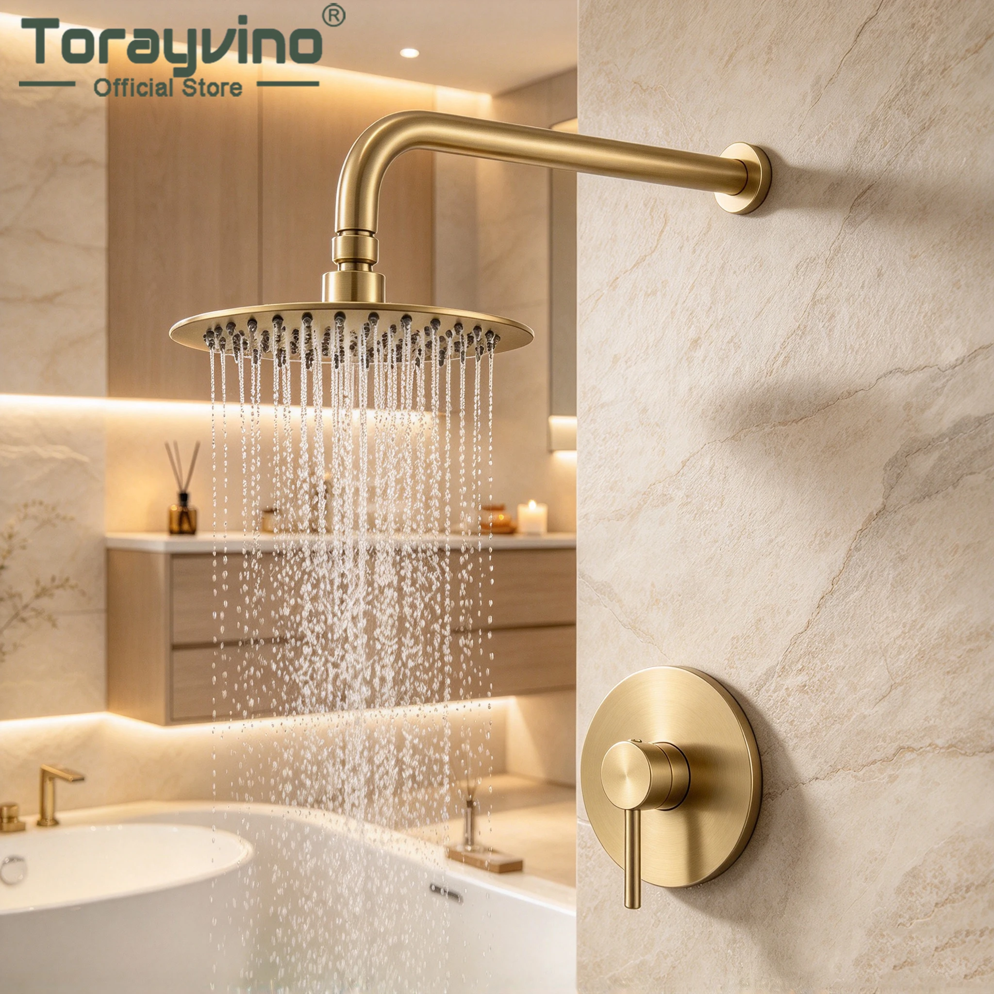 Torayvino Bathroom Balck Shower Faucet Set With Rain Shower Head Outdoor Shower System Set Complete Bathtub Kit Mixer Tap