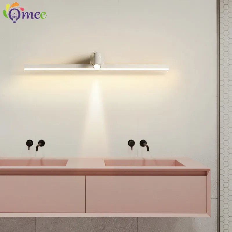 Imagem -03 - Moderno Led Wall Light 60cm 800 mm Ac90260v Fixado na Parede Spotlight Lâmpada de Parede Espelho do Banheiro Luminária Arandela Preto Branco Led