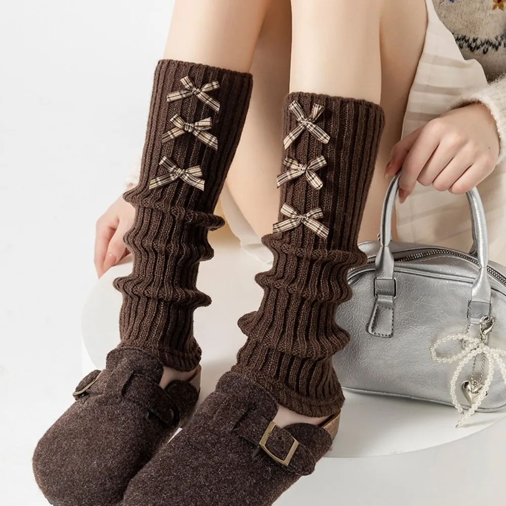 

New Ballet Bow Slouch Socks Y2K Leg Warmers Boot Cuffs Merlad Knit Calf Sock Warm Tool Foot Warmers