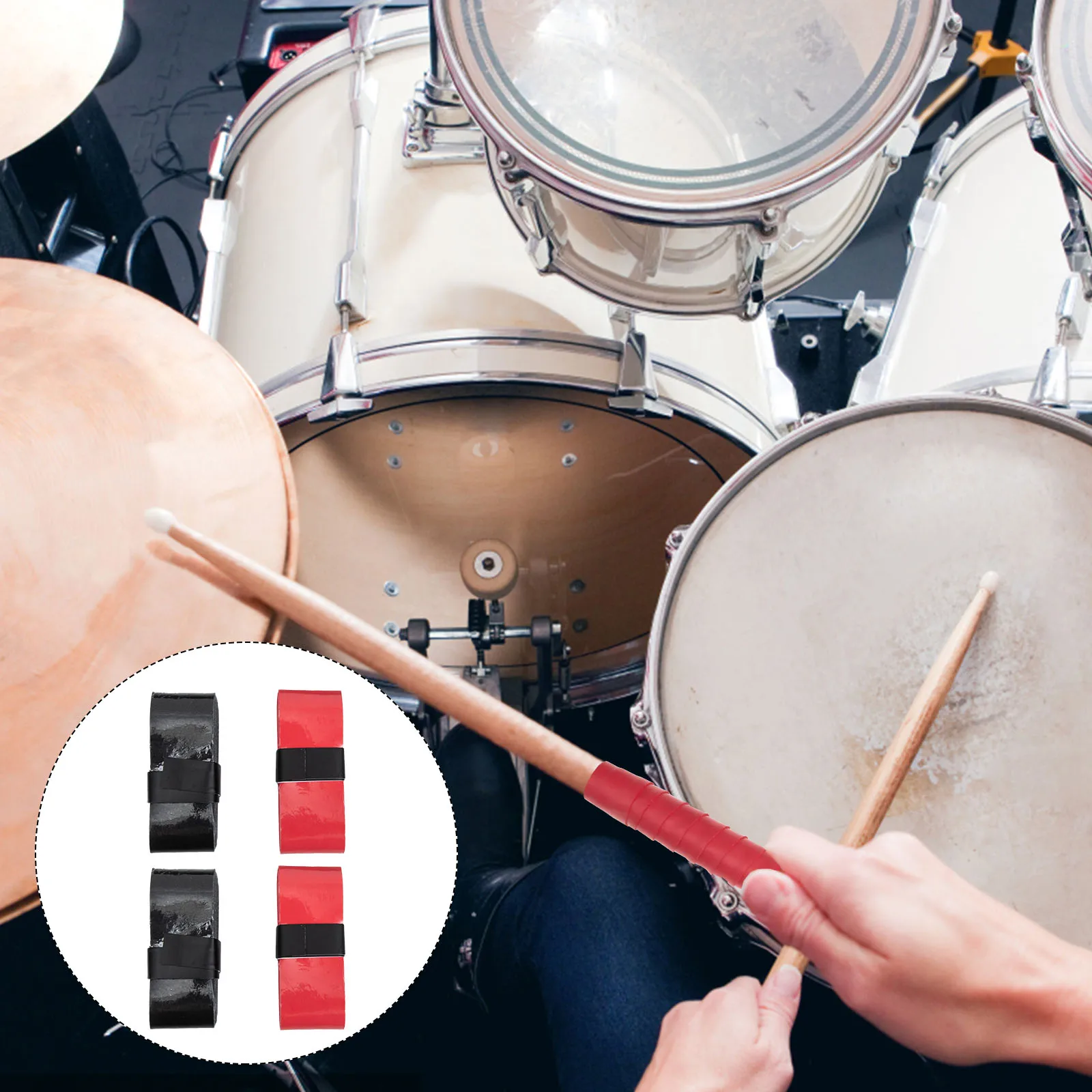 

4pcs Pu Drumstick Covers Anti-Skid Stick Protectors Silent Practice Tips Drum Practice Fittings Protective